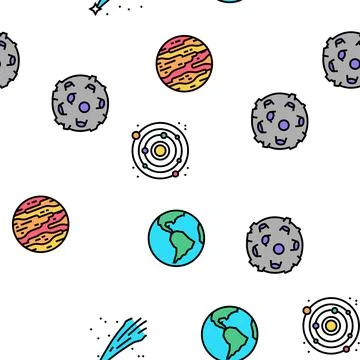 Galaxy System Space Vector Seamless Pattern Illustrazione stock