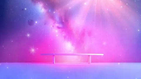 Galaxy Table: A Minimalist Scene with a Table in a Colorful, Cosmic Setting Stock Footage 317968268