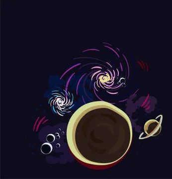 Galaxy vector cartoon illustration dark card dark Stock Illustration