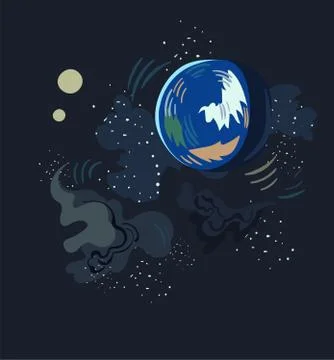 Galaxy vector cartoon illustration dark card dark Stock Illustration