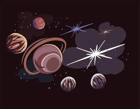 Galaxy vector cartoon illustration dark card dark Stock Illustration