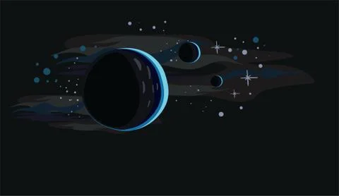 Galaxy vector cartoon illustration dark card dark Stock Illustration