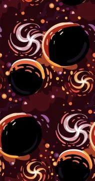Galaxy vector cartoon illustration dark seamless pattern Stock Illustration