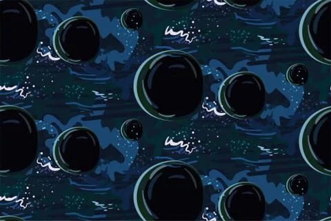 Galaxy vector cartoon illustration dark seamless pattern Stock Illustration