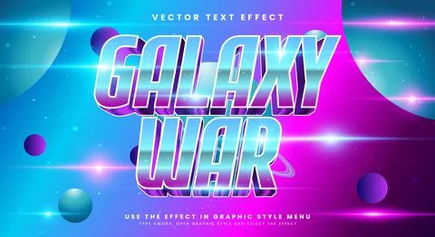 Galaxy War 3D editable text effect Template Stock Illustration