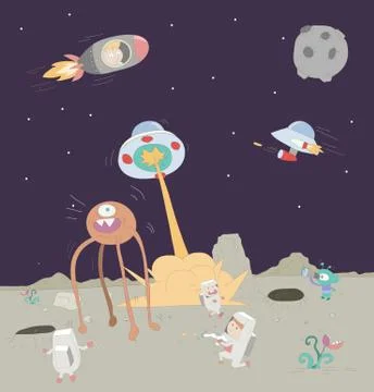Galaxy war between humans and aliens Stock Illustration