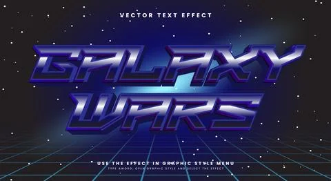 Galaxy Wars 3D Editable Text Effect Template Illustrazione stock