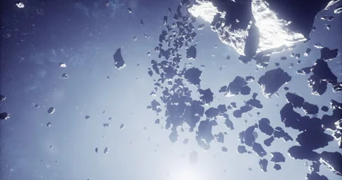Galaxys celestial dance with asteroids in deep space Stock Footage 317780598