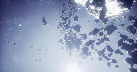 Galaxys celestial dance with asteroids in deep space Illustrazione stock