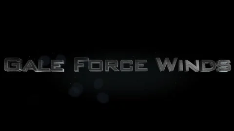 Gale Force Winds title metal text on black alpha channel background Stock Footage 296226350