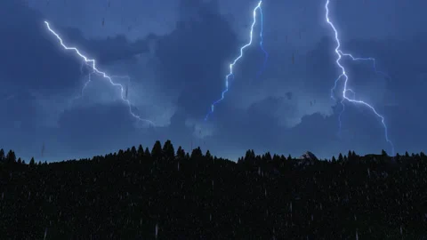 Gale-force winds, torrential rain, lightning and thunder Stock-Footage 332042652