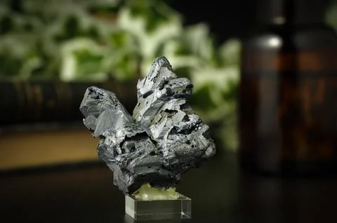 Galena crystals on table Stock Photos