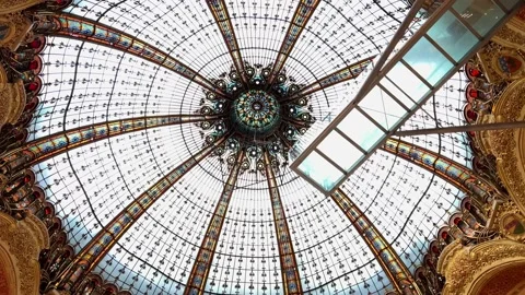 Galeries Lafayette Brand store on the main street of Paris perfume decoration Video stock 181348853