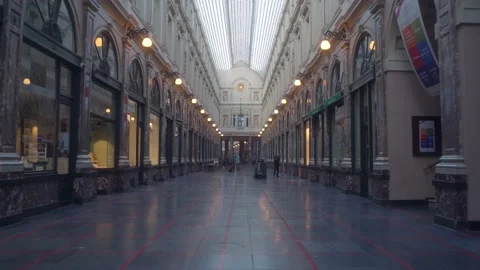 Galeries Royales Saint-Hubert, Brussels, Belgium, during the covid Stock Footage 149016540