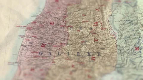 Galilee Old Bible Map, Slider Shot Stock Footage 276352279