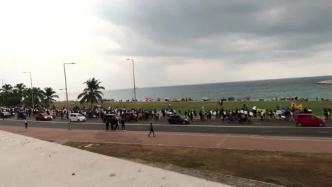 Gall Face Protest  GO Home Gota Colombo Sri Lanka Stock Footage 175445198