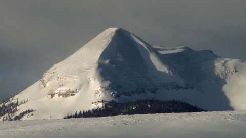 Gallatin Range Mountain Snow Covered Peak Winter Landscape Stock Footage 130225640