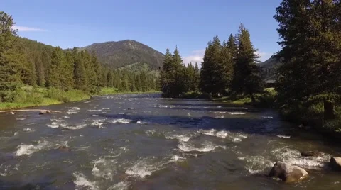 Gallatin River Fly over Stock Footage 65431267