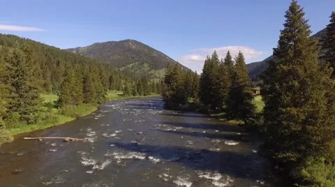 Gallatin River Jib down Stock Footage 65431248