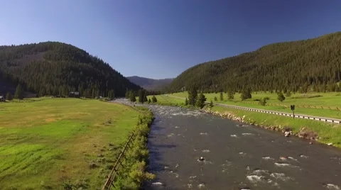 Gallatin River Jib down Stock Footage 65431259