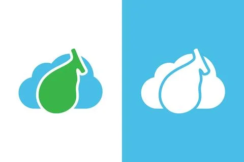 Gallbladder and cloud logo combination. Unique human organ and storage logotype Stock Illustration