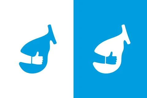 Gallbladder and hand like logo. Best logotype design template. Stock Illustration
