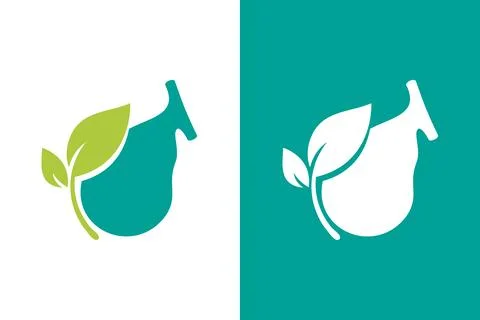 Gallbladder and leaf logo combination. Unique natural, organic logotype design Stock Illustration