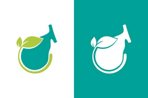 Gallbladder and leaves logotype. Unique premium logo design template. Stock Illustration