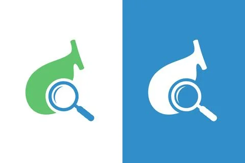 Gallbladder and loupe logo combination. Unique organ and magnifier logotype Stock Illustration