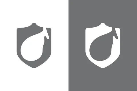 Gallbladder and shield logo combination. Protection human organ logotype design Stock Illustration