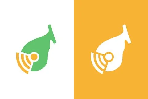 Gallbladder and wifi logo combination. Unique internal organ and signal logotype Stock Illustration