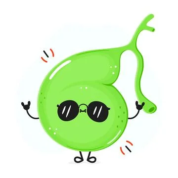 Gallbladder character. Hello summer card. Vector hand drawn cartoon kawaii .. Stock Illustration