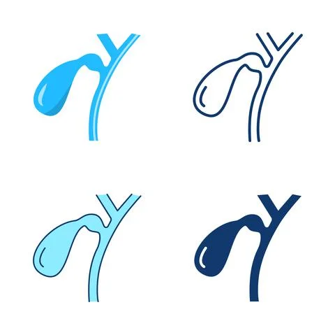 Gallbladder icon set in flat and line style Illustrazione stock