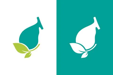 Gallbladder logo combination. Natural gallbladder and leaves logotype design Stock Illustration