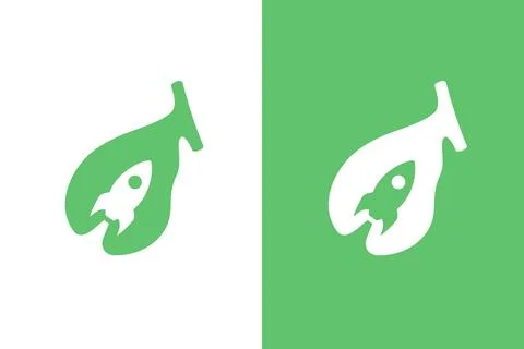 Gallbladder with rocket logo combination. Unique internal organ logotype design Stock Illustration