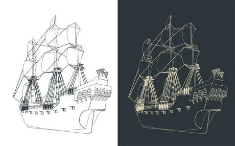 Galleon illustrations Stock Illustration