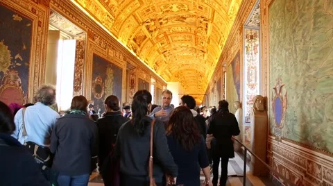 Galleries in Vatican Museum, Italy. Stock Footage 46478595