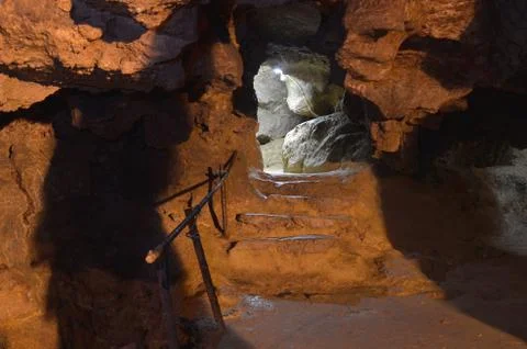 Gallery in a cave Stock Photos