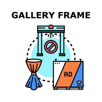 Gallery frame concept with exhibition and security elements Stock Illustration