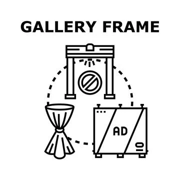 Gallery frame concept with exhibition and security elements Stockillustratie