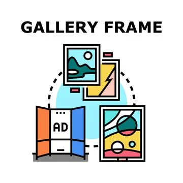 Gallery frame system connecting diverse visual content 스톡 일러스트