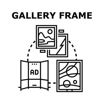 Gallery frame system connecting diverse visual content 스톡 일러스트