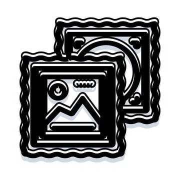Gallery frames presenting digital image content icon Illustrazione stock