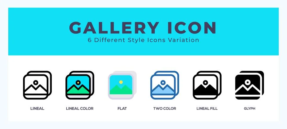 Gallery icon set. Design elements for logo Stock Illustration