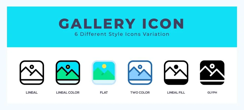 Gallery icon set. Design elements for logo Stock Illustration