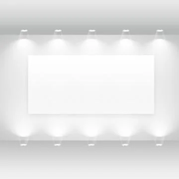 Gallery interior with empty frame and lights Stock Illustration