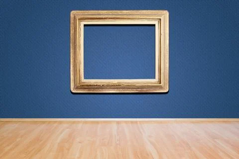 Gallery Interior with empty frame on wall Stock Photos