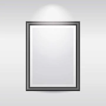 Gallery interior with empty frames lit up Stock Illustration