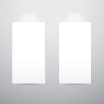 Gallery interior with empty frames lit up Stock Illustration