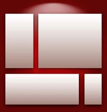 Gallery interior with empty frames on wall Illustrazione stock